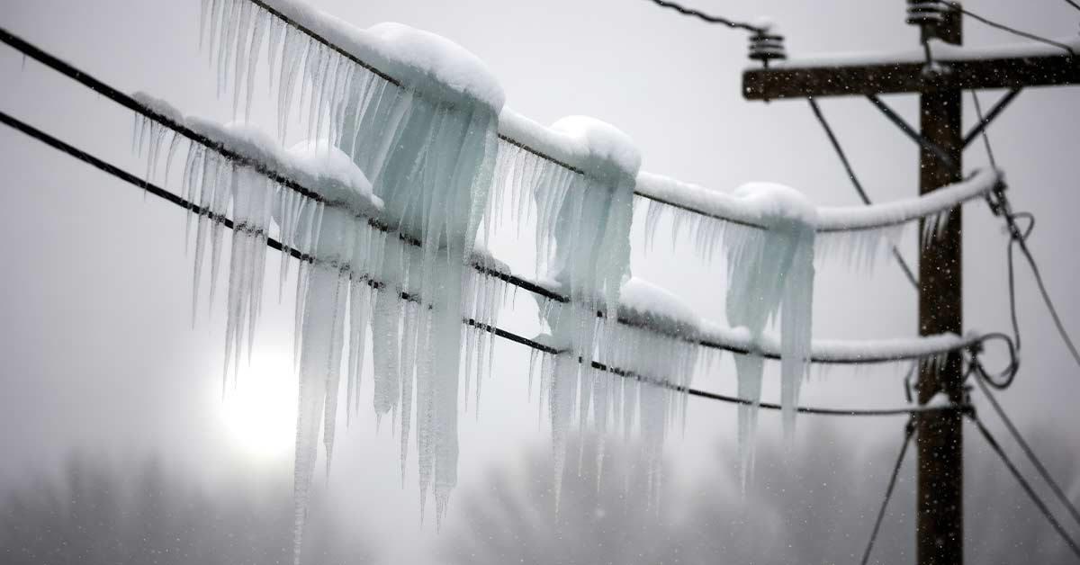 Frozen Power Lines After A Storm In Weatherford TX Causing Outages